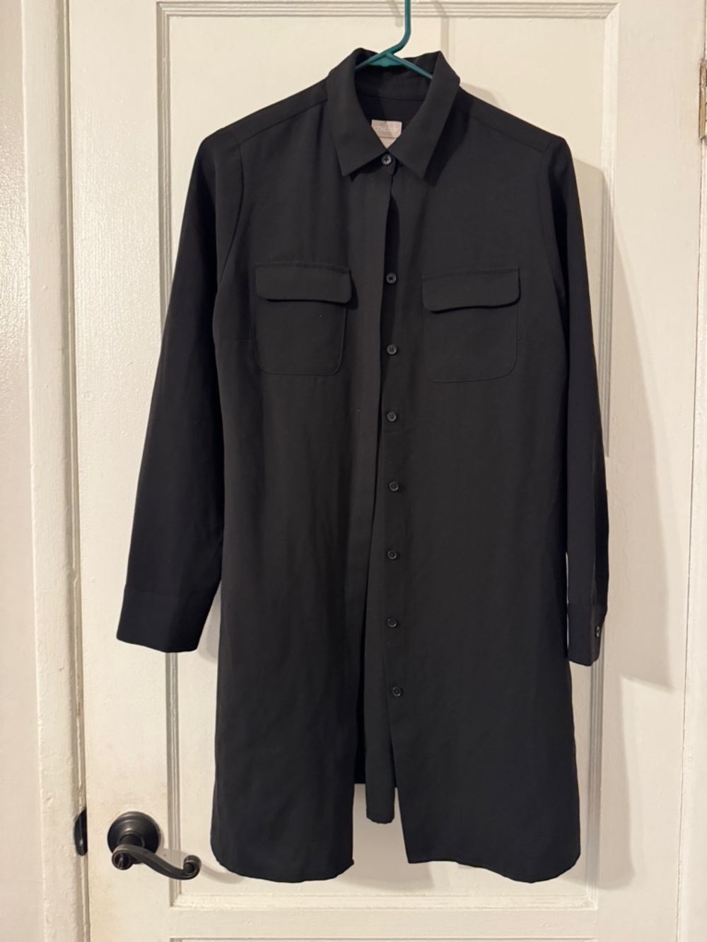 Chicos Long Button down black shirt sz 0 - Picture 4 of 4
